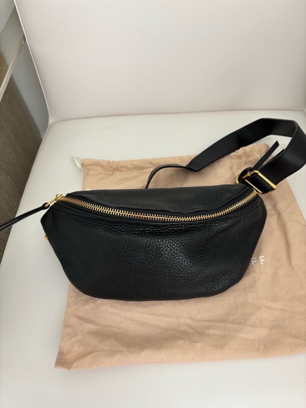 Rebecca Minkoff Bree Belt Bag Pebbled Leather Crossbody with Gold Hardware